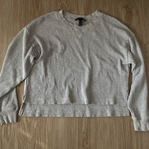 forever 21 grey waffle knit sweater - m